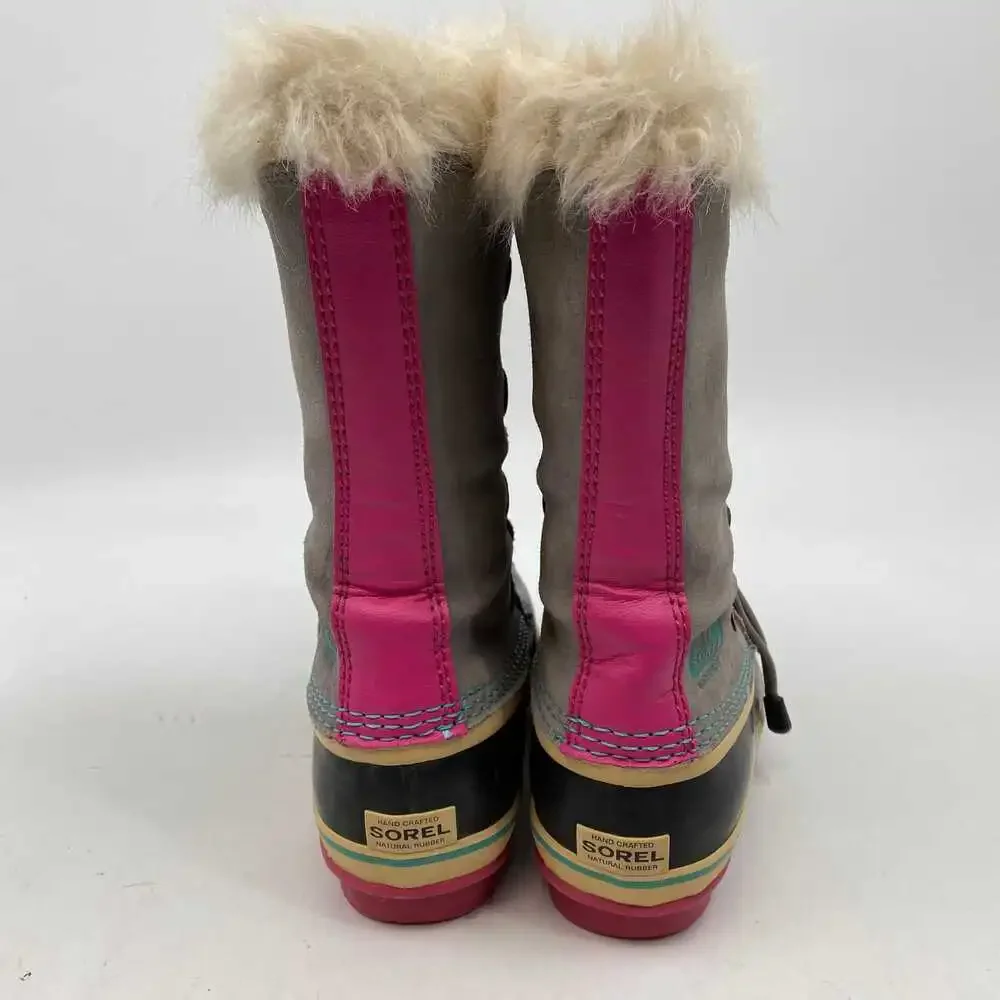 Sorel Gray Pink Leather Snow Boots | Girls Size 6